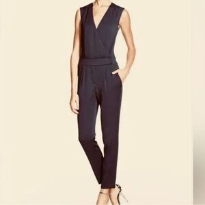 Hoss Elegant satin v neck Navy blue Jumpsuit